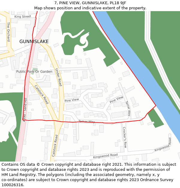 7, PINE VIEW, GUNNISLAKE, PL18 9JF: Location map and indicative extent of plot