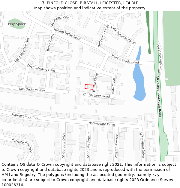 7, PINFOLD CLOSE, BIRSTALL, LEICESTER, LE4 3LP: Location map and indicative extent of plot