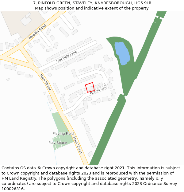 7, PINFOLD GREEN, STAVELEY, KNARESBOROUGH, HG5 9LR: Location map and indicative extent of plot