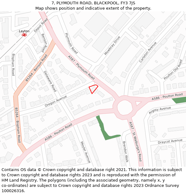 7, PLYMOUTH ROAD, BLACKPOOL, FY3 7JS: Location map and indicative extent of plot