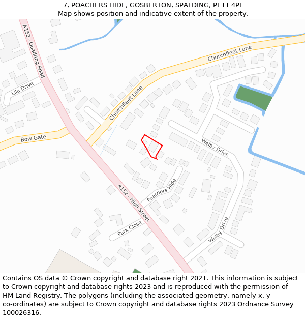 7, POACHERS HIDE, GOSBERTON, SPALDING, PE11 4PF: Location map and indicative extent of plot