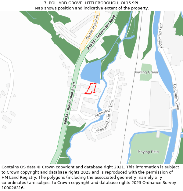 7, POLLARD GROVE, LITTLEBOROUGH, OL15 9PL: Location map and indicative extent of plot
