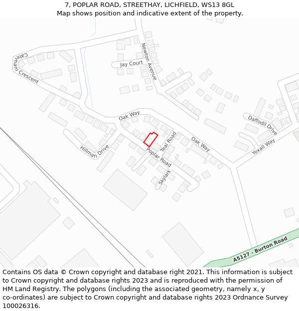 7, POPLAR ROAD, STREETHAY, LICHFIELD, WS13 8GL: Location map and indicative extent of plot