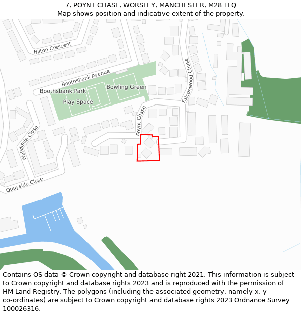 7, POYNT CHASE, WORSLEY, MANCHESTER, M28 1FQ: Location map and indicative extent of plot