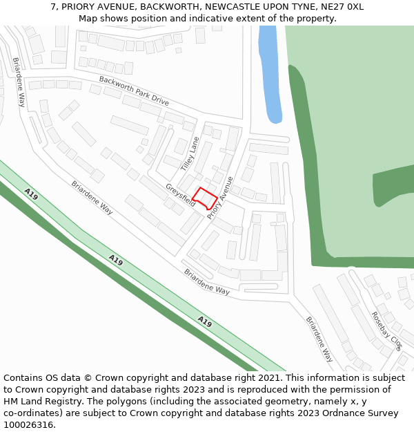 7, PRIORY AVENUE, BACKWORTH, NEWCASTLE UPON TYNE, NE27 0XL: Location map and indicative extent of plot