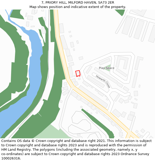 7, PRIORY HILL, MILFORD HAVEN, SA73 2ER: Location map and indicative extent of plot