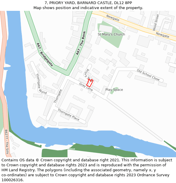 7, PRIORY YARD, BARNARD CASTLE, DL12 8PP: Location map and indicative extent of plot