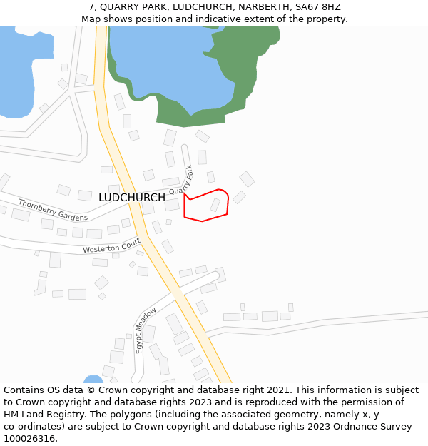 7, QUARRY PARK, LUDCHURCH, NARBERTH, SA67 8HZ: Location map and indicative extent of plot