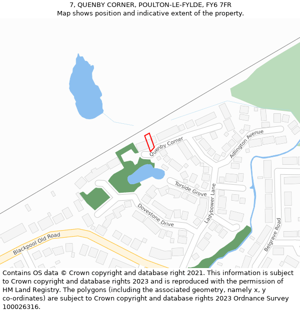 7, QUENBY CORNER, POULTON-LE-FYLDE, FY6 7FR: Location map and indicative extent of plot