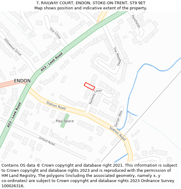 7, RAILWAY COURT, ENDON, STOKE-ON-TRENT, ST9 9ET: Location map and indicative extent of plot