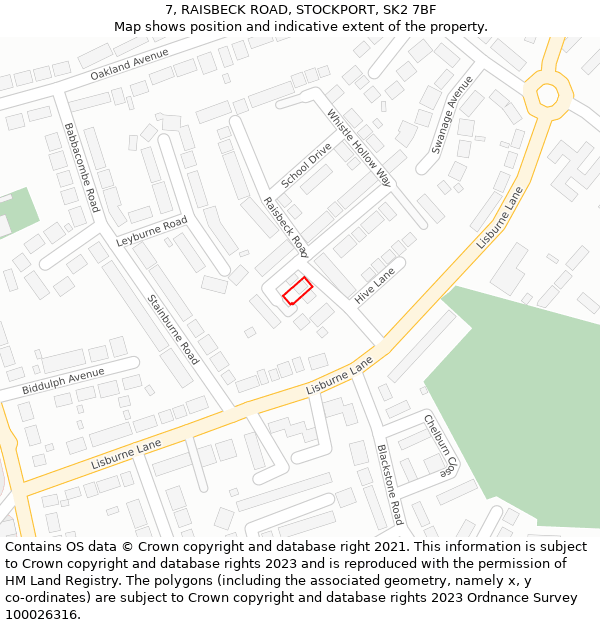 7, RAISBECK ROAD, STOCKPORT, SK2 7BF: Location map and indicative extent of plot