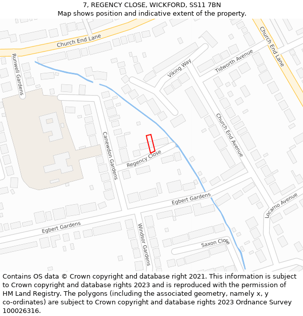 7, REGENCY CLOSE, WICKFORD, SS11 7BN: Location map and indicative extent of plot