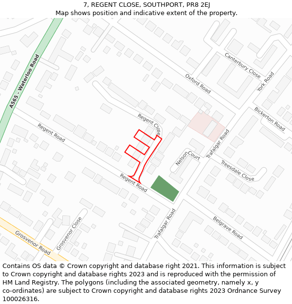 7, REGENT CLOSE, SOUTHPORT, PR8 2EJ: Location map and indicative extent of plot