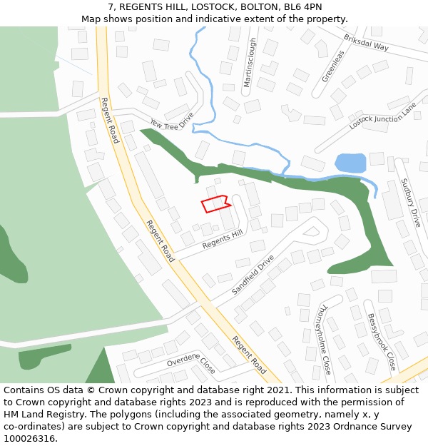 7, REGENTS HILL, LOSTOCK, BOLTON, BL6 4PN: Location map and indicative extent of plot