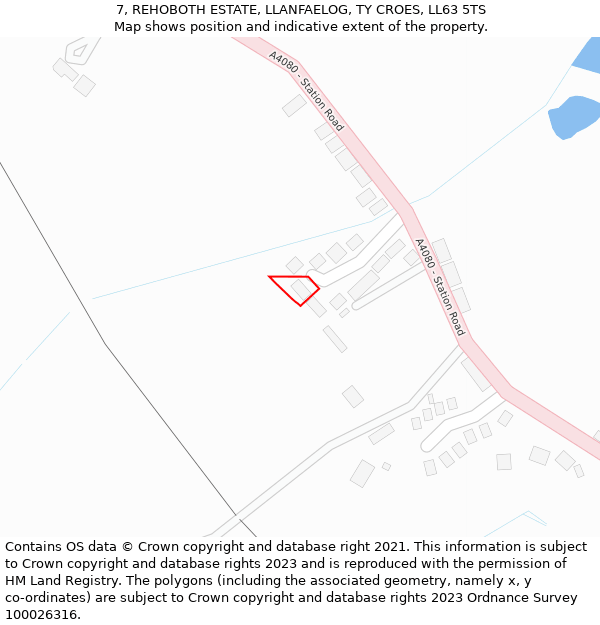 7, REHOBOTH ESTATE, LLANFAELOG, TY CROES, LL63 5TS: Location map and indicative extent of plot