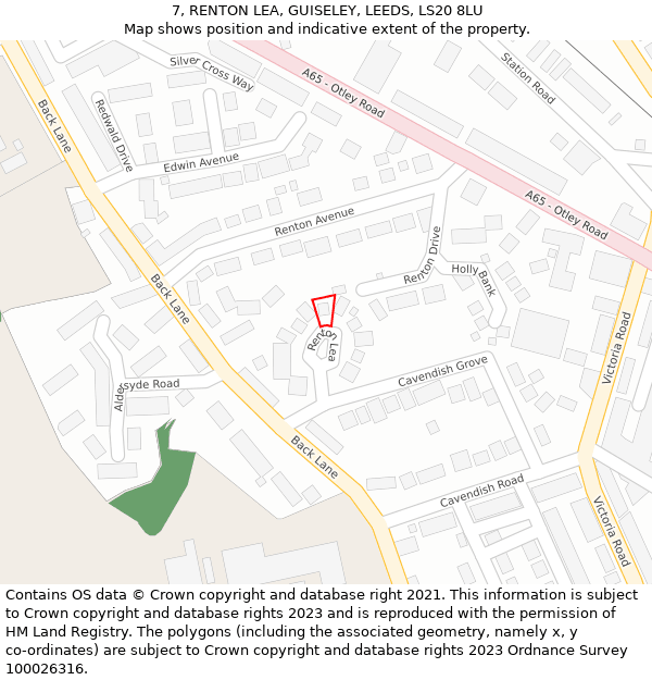 7, RENTON LEA, GUISELEY, LEEDS, LS20 8LU: Location map and indicative extent of plot