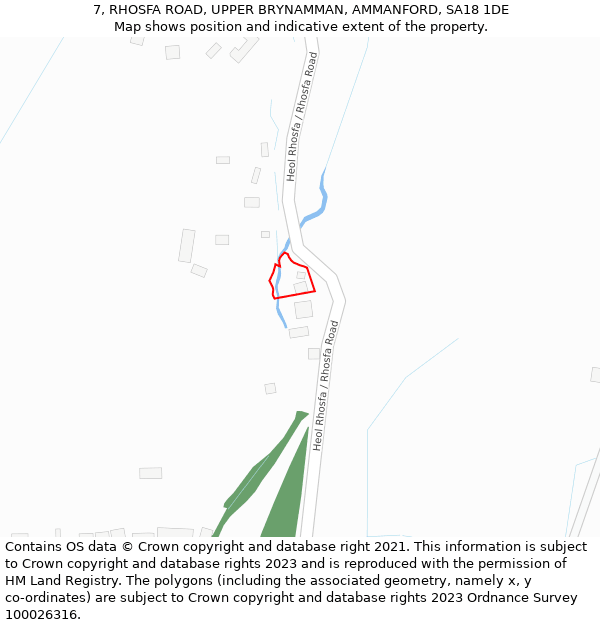 7, RHOSFA ROAD, UPPER BRYNAMMAN, AMMANFORD, SA18 1DE: Location map and indicative extent of plot