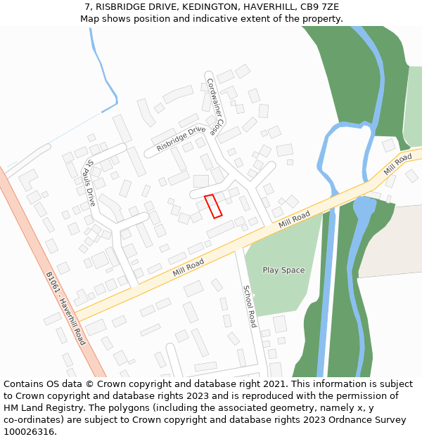 7, RISBRIDGE DRIVE, KEDINGTON, HAVERHILL, CB9 7ZE: Location map and indicative extent of plot