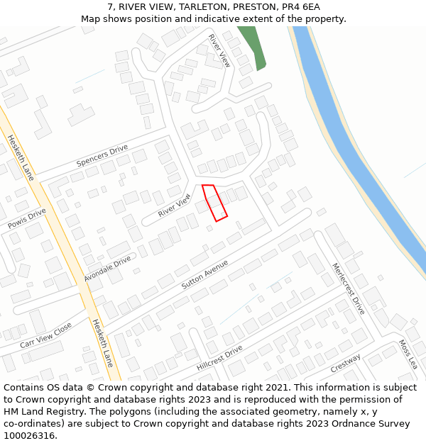 7, RIVER VIEW, TARLETON, PRESTON, PR4 6EA: Location map and indicative extent of plot