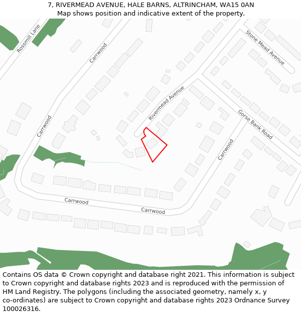 7, RIVERMEAD AVENUE, HALE BARNS, ALTRINCHAM, WA15 0AN: Location map and indicative extent of plot