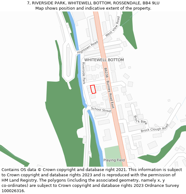 7, RIVERSIDE PARK, WHITEWELL BOTTOM, ROSSENDALE, BB4 9LU: Location map and indicative extent of plot