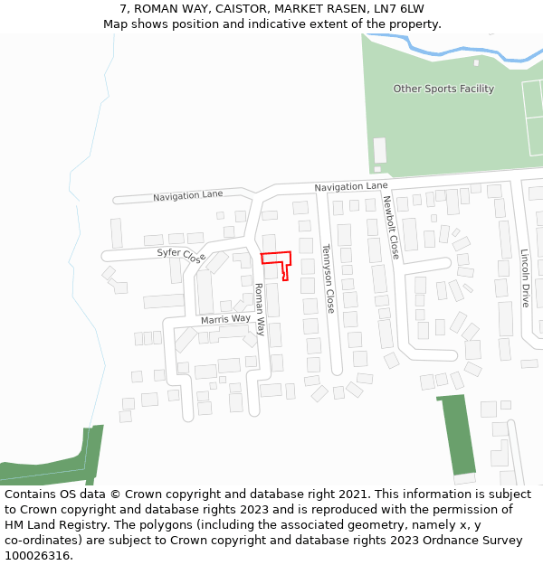 7, ROMAN WAY, CAISTOR, MARKET RASEN, LN7 6LW: Location map and indicative extent of plot