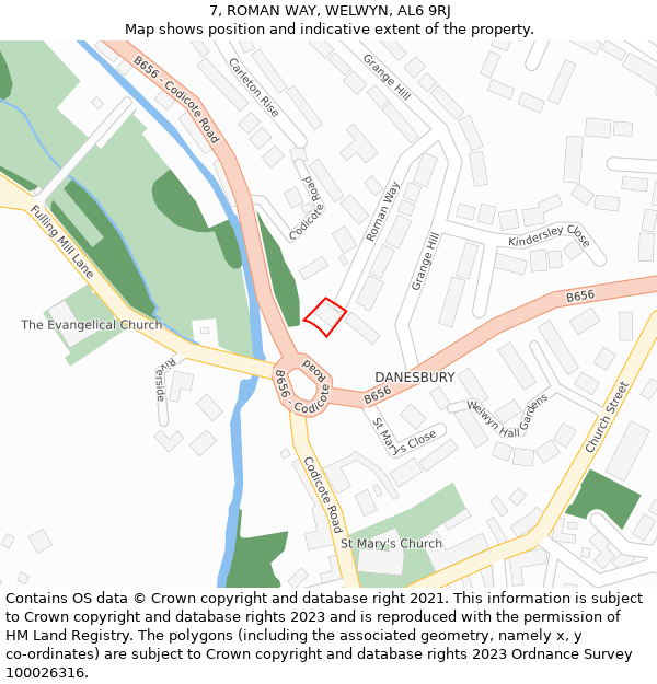 7, ROMAN WAY, WELWYN, AL6 9RJ: Location map and indicative extent of plot