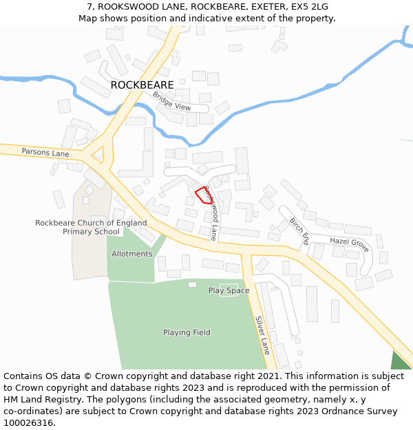 7, ROOKSWOOD LANE, ROCKBEARE, EXETER, EX5 2LG: Location map and indicative extent of plot