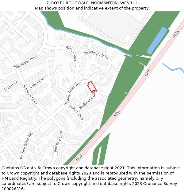 7, ROXBURGHE DALE, NORMANTON, WF6 1UL: Location map and indicative extent of plot