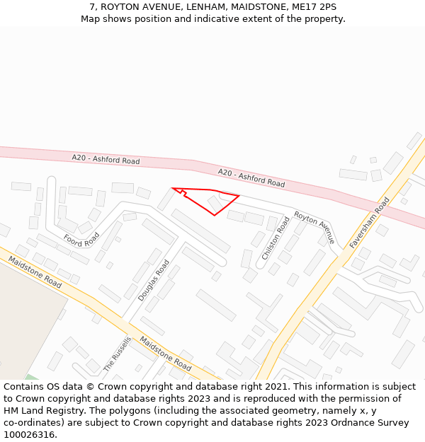 7, ROYTON AVENUE, LENHAM, MAIDSTONE, ME17 2PS: Location map and indicative extent of plot