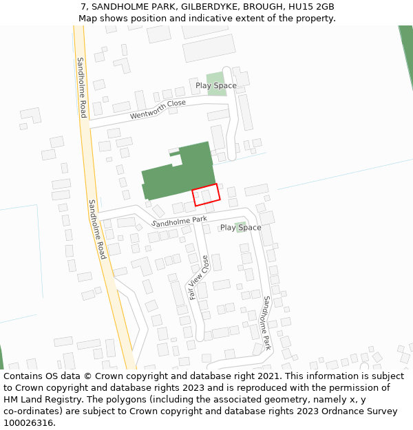 7, SANDHOLME PARK, GILBERDYKE, BROUGH, HU15 2GB: Location map and indicative extent of plot