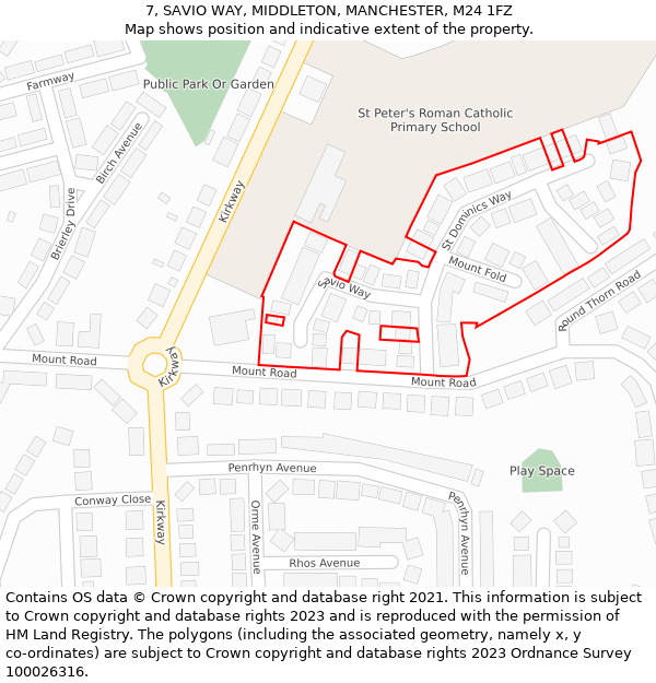 7, SAVIO WAY, MIDDLETON, MANCHESTER, M24 1FZ: Location map and indicative extent of plot