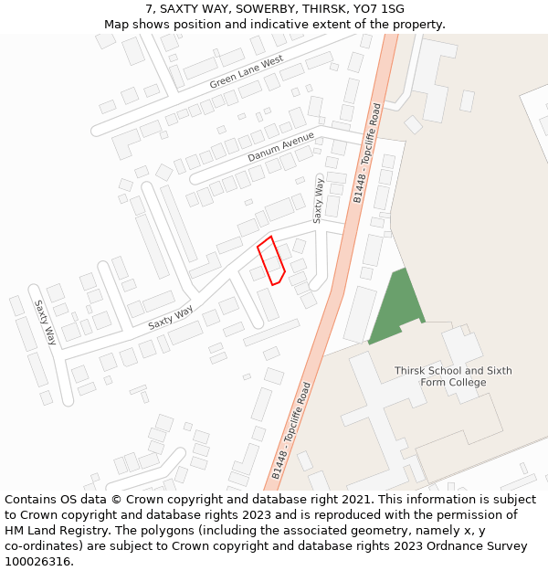 7, SAXTY WAY, SOWERBY, THIRSK, YO7 1SG: Location map and indicative extent of plot