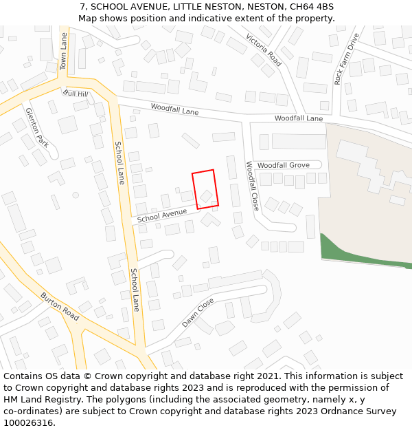 7, SCHOOL AVENUE, LITTLE NESTON, NESTON, CH64 4BS: Location map and indicative extent of plot