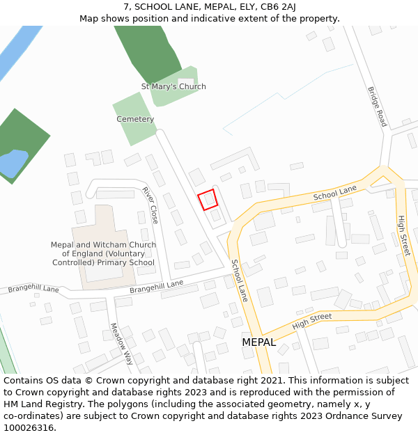 7, SCHOOL LANE, MEPAL, ELY, CB6 2AJ: Location map and indicative extent of plot