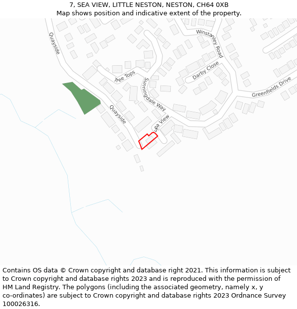 7, SEA VIEW, LITTLE NESTON, NESTON, CH64 0XB: Location map and indicative extent of plot