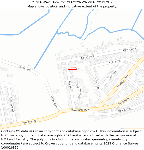 7, SEA WAY, JAYWICK, CLACTON-ON-SEA, CO15 2HX: Location map and indicative extent of plot