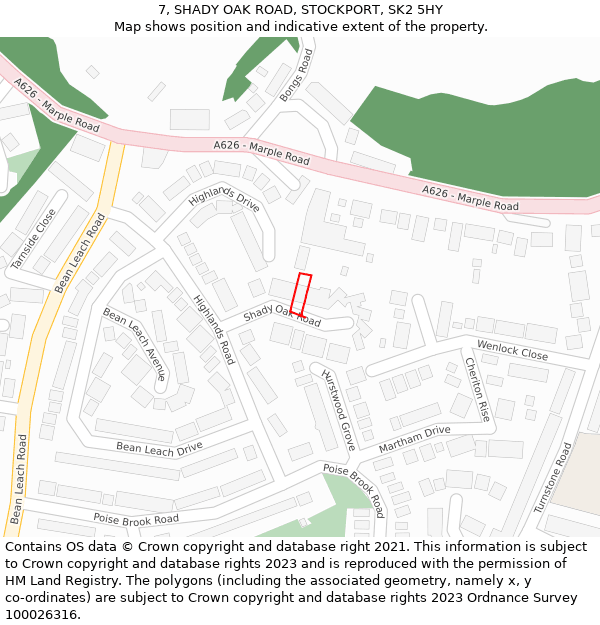 7, SHADY OAK ROAD, STOCKPORT, SK2 5HY: Location map and indicative extent of plot