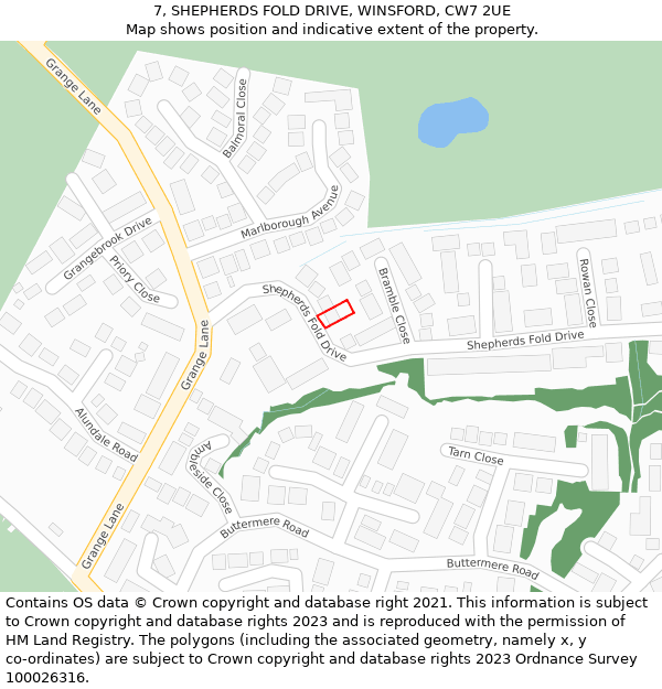 7, SHEPHERDS FOLD DRIVE, WINSFORD, CW7 2UE: Location map and indicative extent of plot