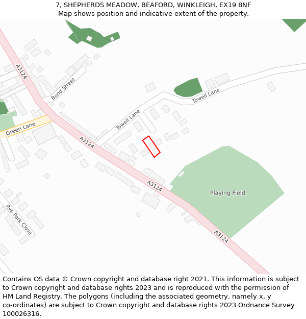 7, SHEPHERDS MEADOW, BEAFORD, WINKLEIGH, EX19 8NF: Location map and indicative extent of plot