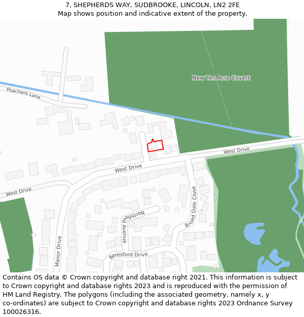 7, SHEPHERDS WAY, SUDBROOKE, LINCOLN, LN2 2FE: Location map and indicative extent of plot