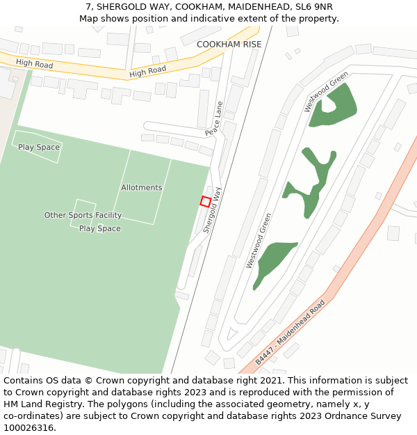 7, SHERGOLD WAY, COOKHAM, MAIDENHEAD, SL6 9NR: Location map and indicative extent of plot