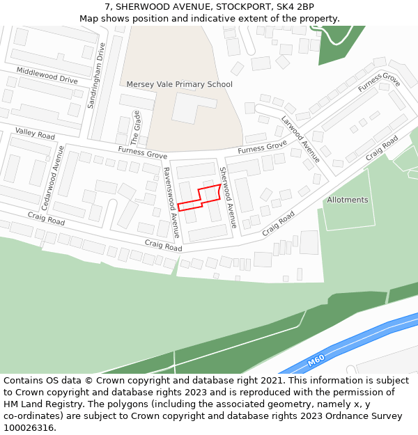 7, SHERWOOD AVENUE, STOCKPORT, SK4 2BP: Location map and indicative extent of plot