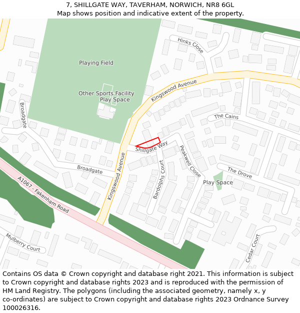 7, SHILLGATE WAY, TAVERHAM, NORWICH, NR8 6GL: Location map and indicative extent of plot