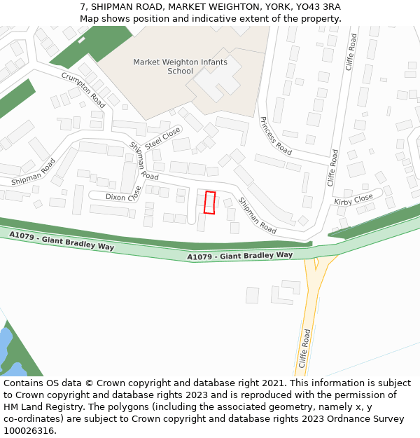 7, SHIPMAN ROAD, MARKET WEIGHTON, YORK, YO43 3RA: Location map and indicative extent of plot