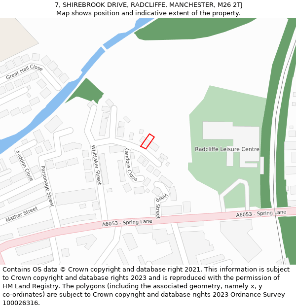 7, SHIREBROOK DRIVE, RADCLIFFE, MANCHESTER, M26 2TJ: Location map and indicative extent of plot