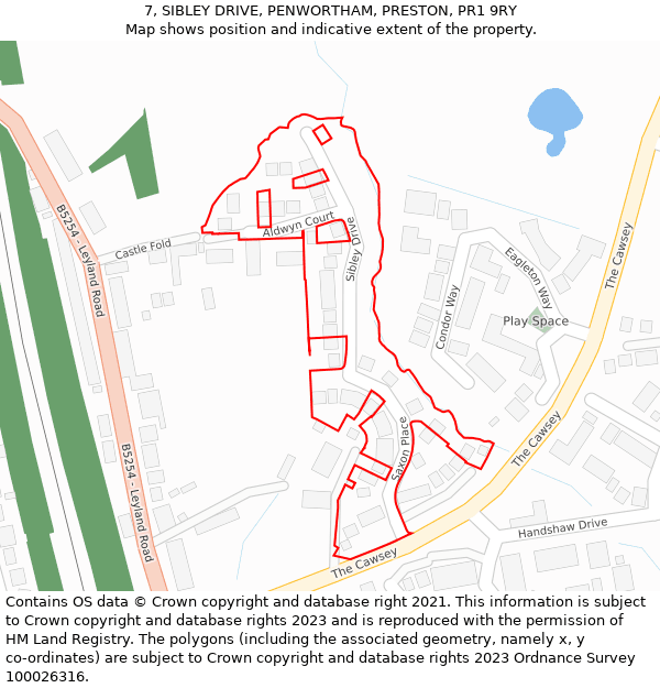 7, SIBLEY DRIVE, PENWORTHAM, PRESTON, PR1 9RY: Location map and indicative extent of plot