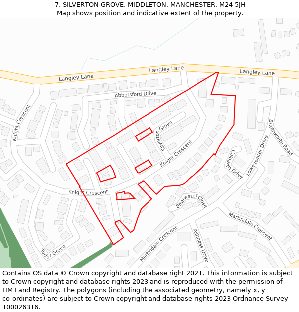 7, SILVERTON GROVE, MIDDLETON, MANCHESTER, M24 5JH: Location map and indicative extent of plot