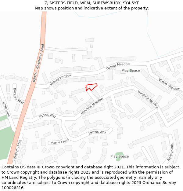 7, SISTERS FIELD, WEM, SHREWSBURY, SY4 5YT: Location map and indicative extent of plot