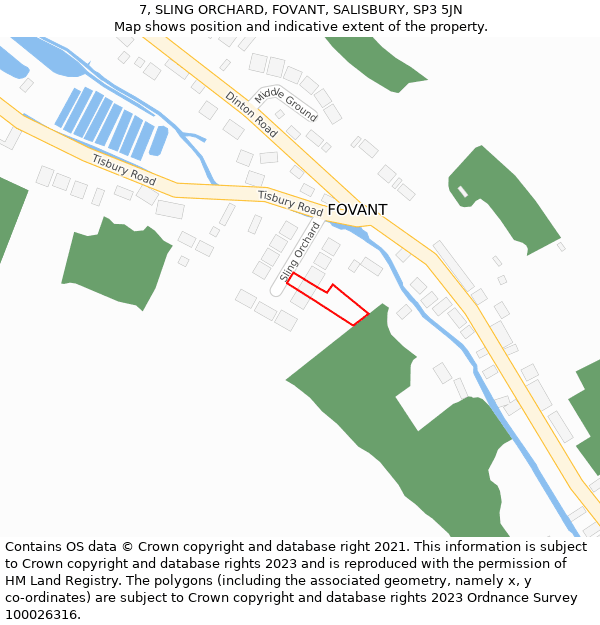 7, SLING ORCHARD, FOVANT, SALISBURY, SP3 5JN: Location map and indicative extent of plot